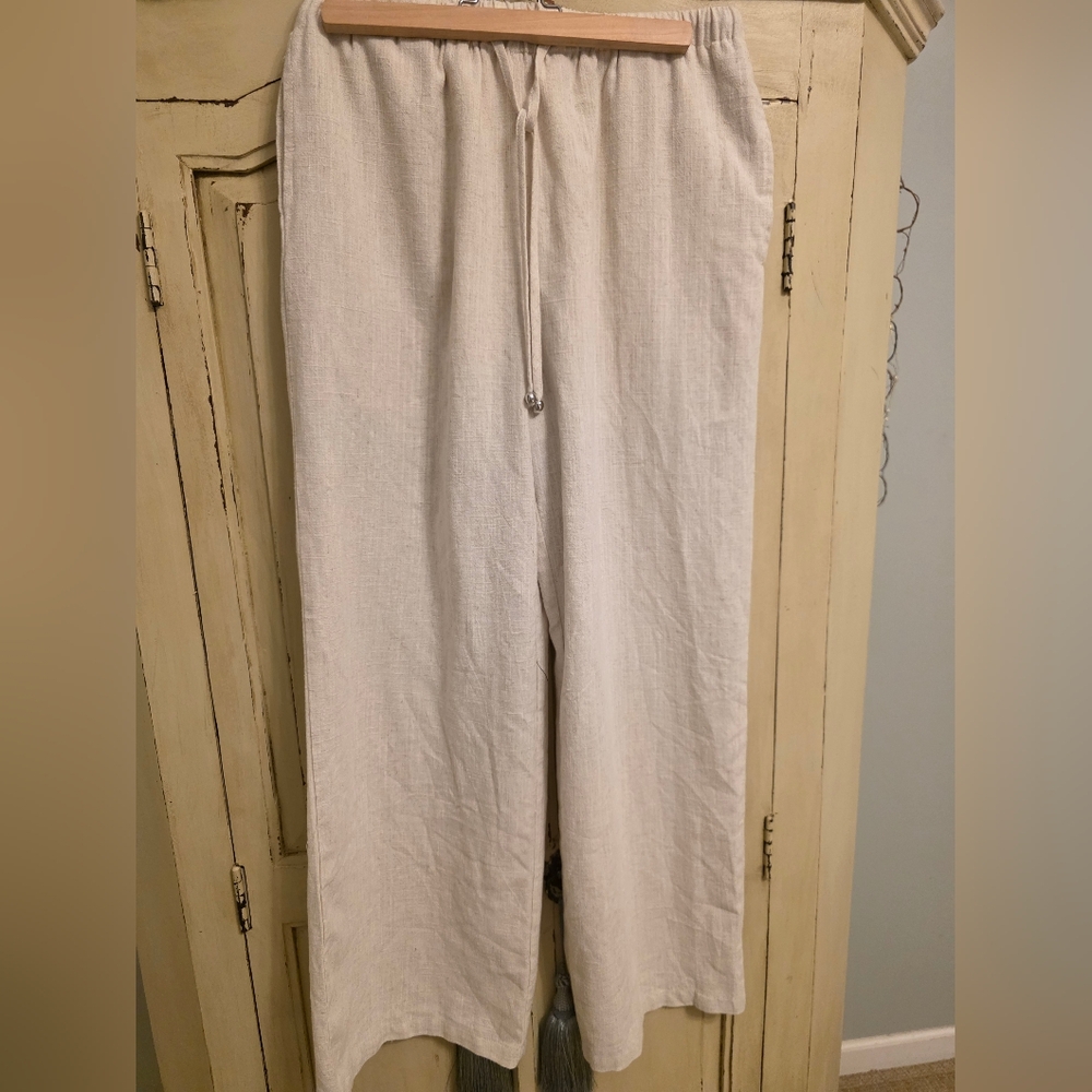 Cream Linen Wide Leg Pants NWT